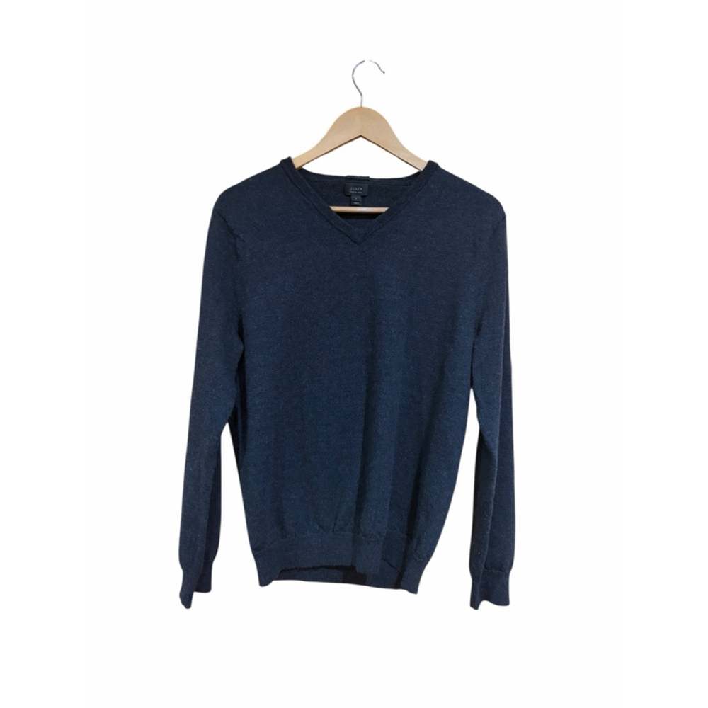 J Crew Merino Wool Sweater Slim Fit V Neck Charcoal Gray Size L Classic